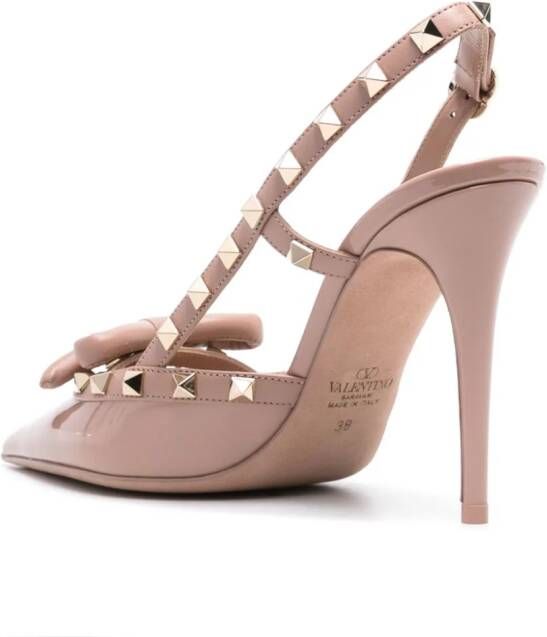 Valentino Garavani Rockstud Bow 100mm slingback pumps Beige