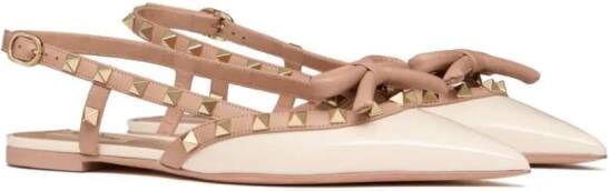 Valentino Garavani Rockstud Bow slingback ballerina shoes Zilver