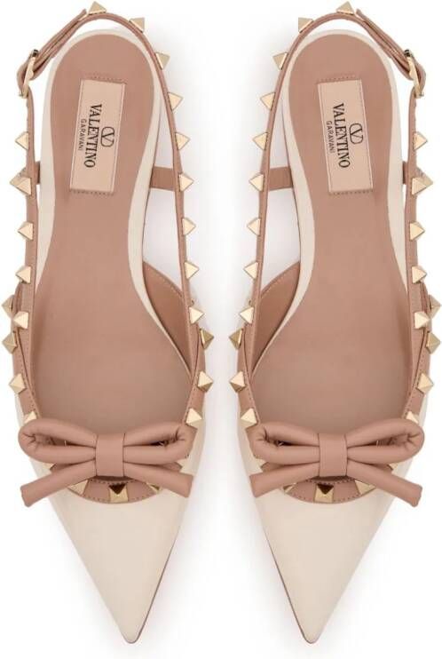Valentino Garavani Rockstud slingback ballerina's met strik Zilver