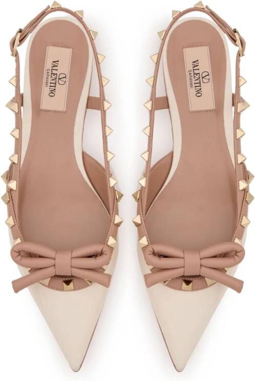 Valentino Garavani Rockstud Bow slingback ballerina shoes Zilver