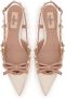 Valentino Garavani Rockstud Bow slingback ballerina shoes Zilver - Thumbnail 4