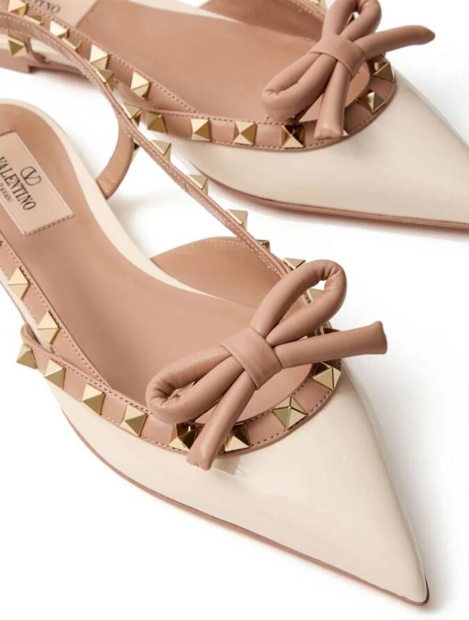 Valentino Garavani Rockstud slingback ballerina's met strik Zilver