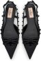 Valentino Garavani Rockstud slingback ballerina's met strik Zwart - Thumbnail 4