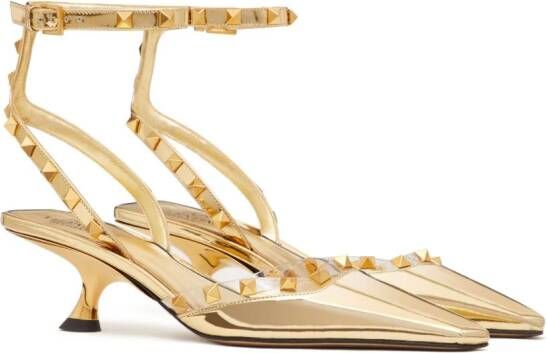 Valentino Garavani Rockstud Couture 50mm spiegelende pumps Goud