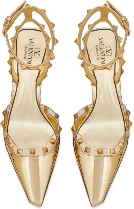 Valentino Garavani Rockstud Couture 50mm spiegelende pumps Goud