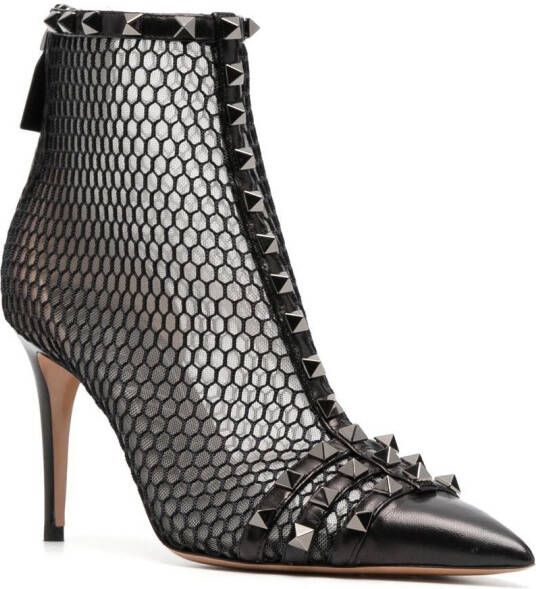 Valentino Garavani Rockstud doorzichtige enkellaarzen Zwart
