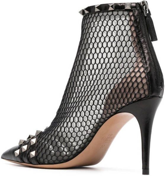 Valentino Garavani Rockstud doorzichtige enkellaarzen Zwart