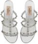 Valentino Garavani Rockstud leren slippers Zilver - Thumbnail 4