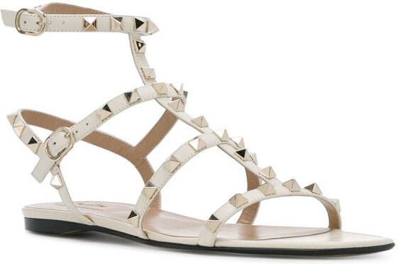 Valentino Garavani Rockstud caged flat sandals Wit