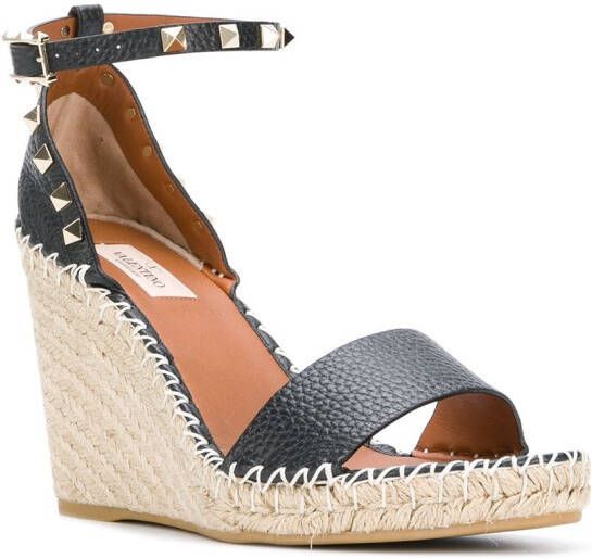 Valentino Garavani Rockstud espadrille sandalen Zwart