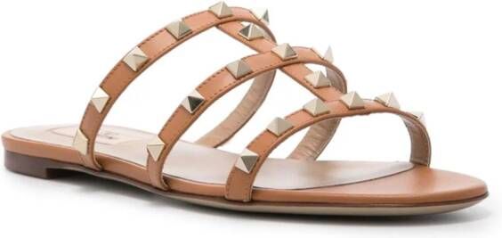 Valentino Garavani Rockstud leren sandalen Bruin