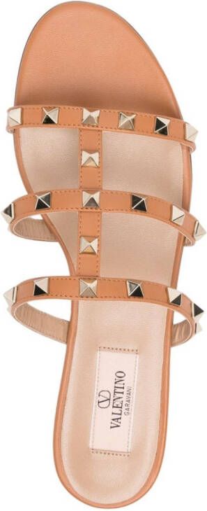 Valentino Garavani Rockstud leren sandalen Bruin