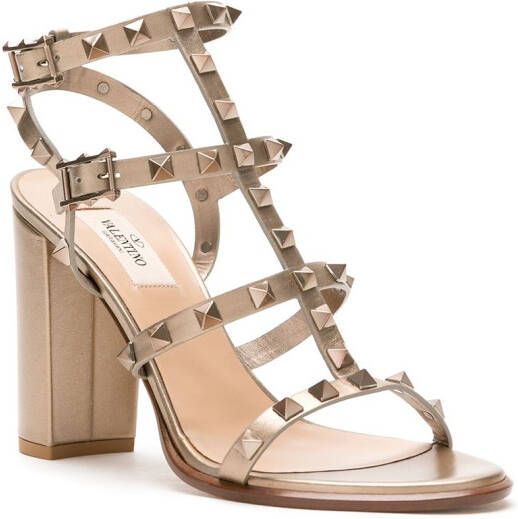 Valentino Garavani Rockstud gekooide sandalen Metallic