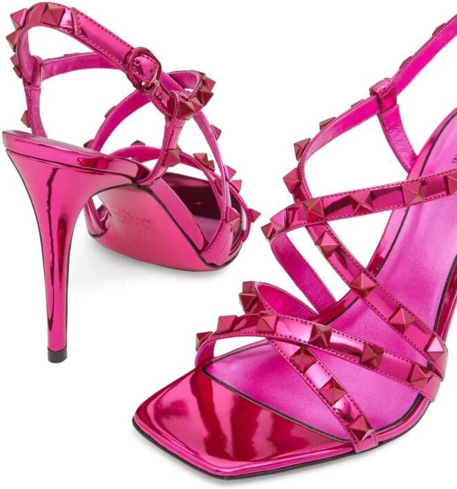 Valentino Garavani Rockstud gekooide sandalen Roze