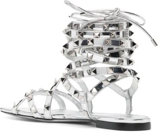 Valentino Garavani Rockstud Gladiator leren sandalen Zilver