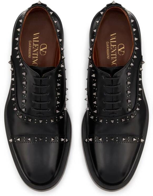 Valentino Garavani Rockstud leren brogues Zwart