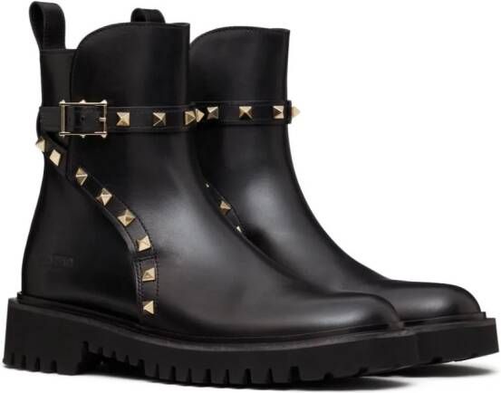 Valentino Garavani Rockstud 40mm leren enkellaarzen Zwart