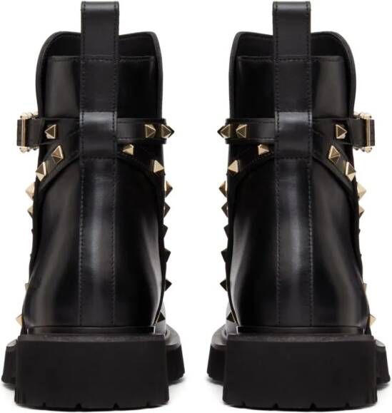 Valentino Garavani Rockstud 40mm leren enkellaarzen Zwart