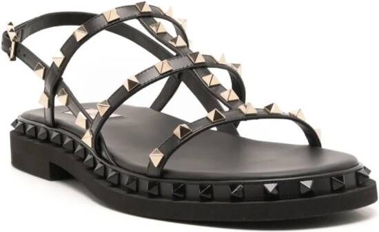 Valentino Garavani Rockstud leren sandalen Zwart