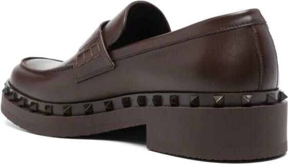 Valentino Garavani Rockstud M-Way leren loafers Bruin