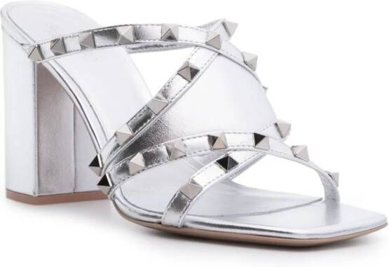 Valentino Garavani Rockstud metallic sandalen Zilver