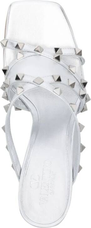 Valentino Garavani Rockstud metallic sandalen Zilver