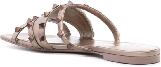 Valentino Garavani Rockstud metallic leren slippers Goud