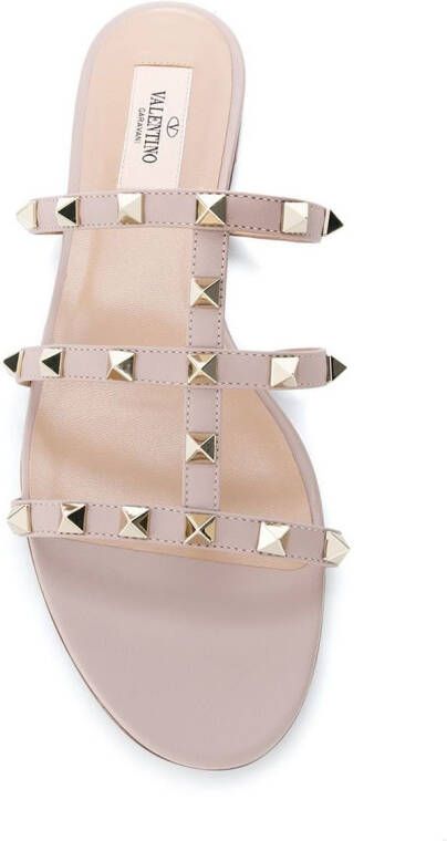 Valentino Garavani Rockstud leren sandalen Beige