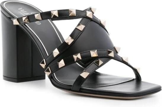 Valentino Garavani 90 mm Rockstud leren sandalen met bandjes Zwart