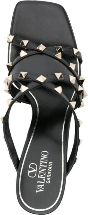 Valentino Garavani 90 mm Rockstud leren sandalen met bandjes Zwart