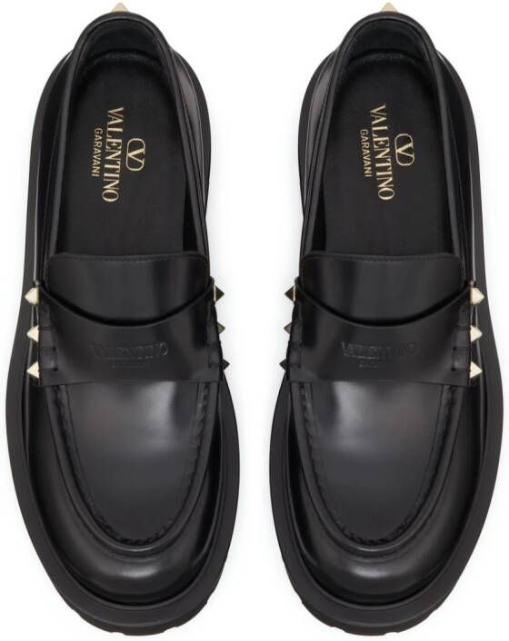 Valentino Garavani Rockstud leren loafers Zwart