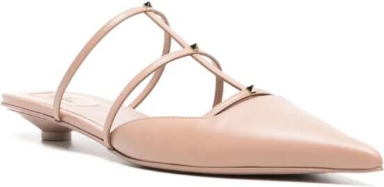 Valentino Garavani Rockstud Wispy leren slippers Beige