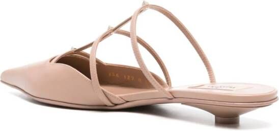 Valentino Garavani Rockstud Wispy leren slippers Beige