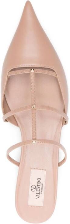 Valentino Garavani Rockstud Wispy leren slippers Beige