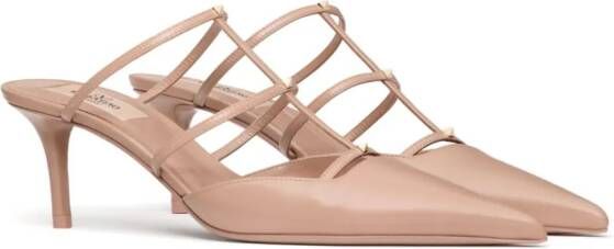 Valentino Garavani Rockstud Wispy leren slippers Roze