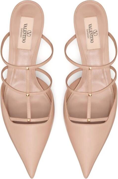 Valentino Garavani Rockstud Wispy leren slippers Roze