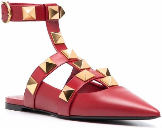 Valentino Garavani Roman ballerina's met studs Rood