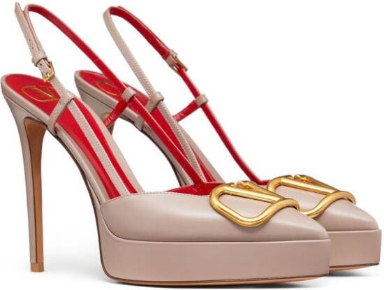 Valentino Garavani Signature slingback pumps met VLOGO Beige