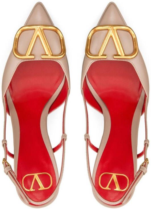 Valentino Garavani Signature slingback pumps met VLOGO Beige