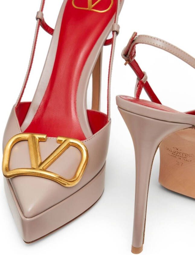 Valentino Garavani Signature slingback pumps met VLOGO Beige