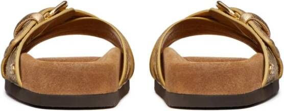 Valentino Garavani Slippers met gekruiste bandjes Goud