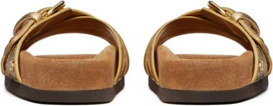 Valentino Garavani Slippers met gekruiste bandjes Goud