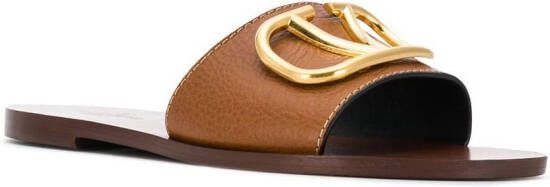 Valentino Garavani VLogo Signature leren sandalen Bruin