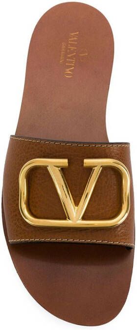 Valentino Garavani VLogo Signature leren sandalen Bruin