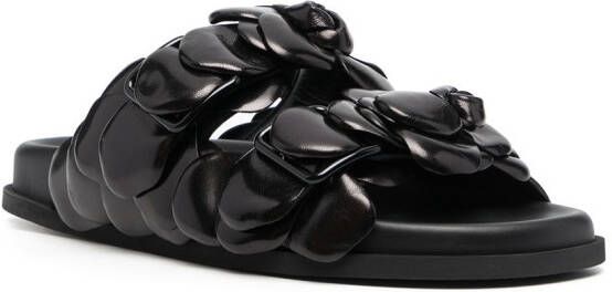 Valentino Garavani Slippers met roosdetail Zwart