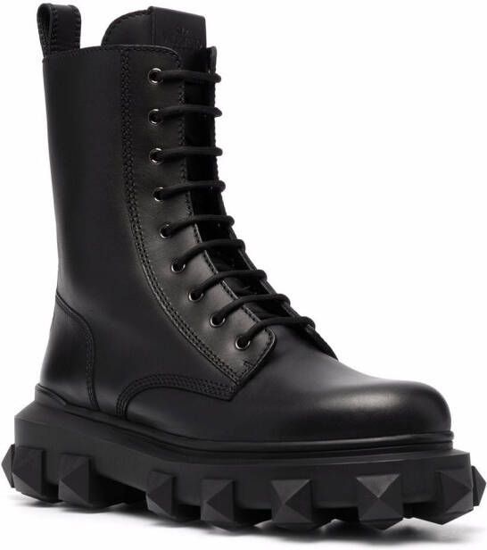 Valentino Garavani Trackstud combat boots Zwart
