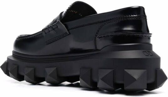 Valentino Garavani Trackstud leren loafers Zwart