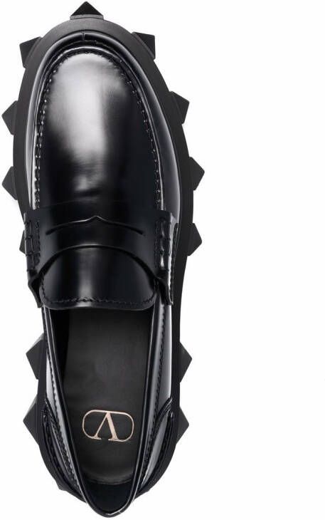 Valentino Garavani Trackstud leren loafers Zwart