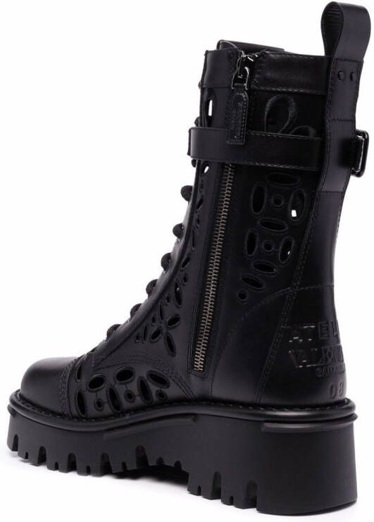 Valentino Garavani Uitgesneden combat boots Zwart