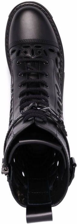 Valentino Garavani Uitgesneden combat boots Zwart